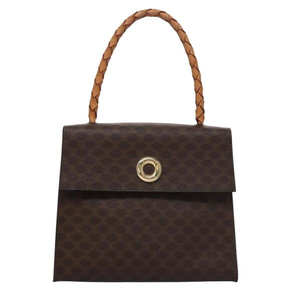 CELINE Macadam Canvas Hand Bag Pvc Leather Brown - Picture 2 of 13